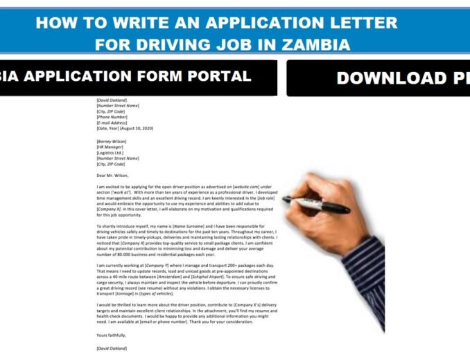 job application letter in zambia