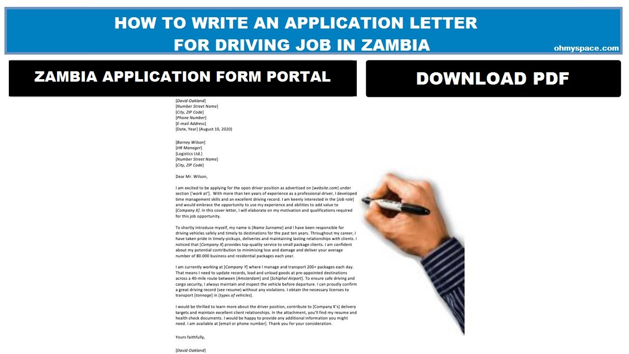 application letter for job in zambia