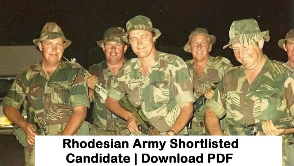 Rhodesian Army Shortlisted Candidate