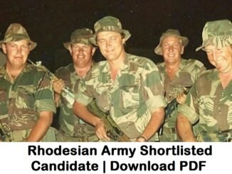 Rhodesian Army Shortlisted Candidate